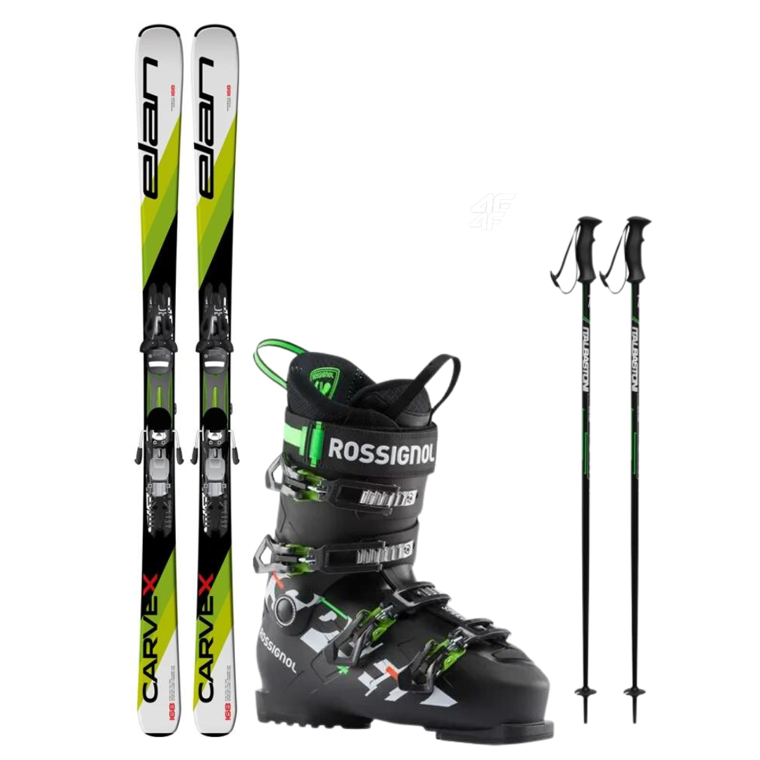 lyže ELAN CARVE X  LS + viazanie EL10 + lyžiarky Rossignol Speed 80 black + palice 